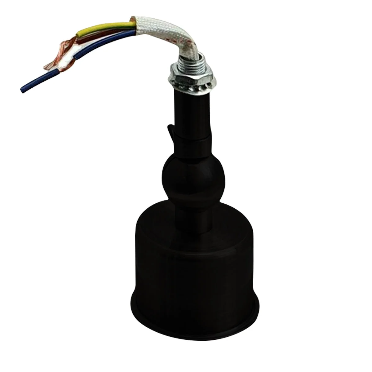 Industrial pipe vintage wall lamp with galvanised metal finish and E27 bulb holder mounted on a textured wall