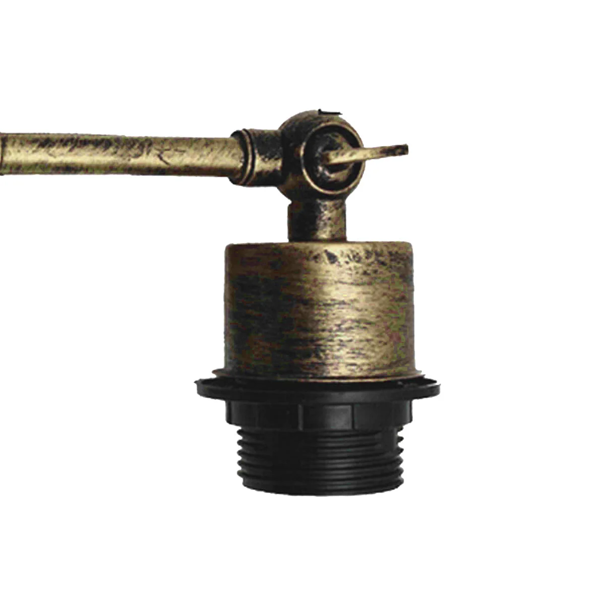Industrial metal wall sconce with galvanised finish and E27 lamp holder mounted on textured wall background