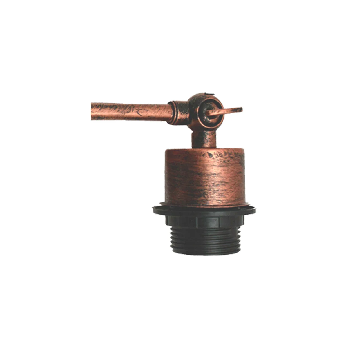 Industrial pipe hardwired wall light with galvanised metal finish mounted on exposed brick wall, no bulb included.