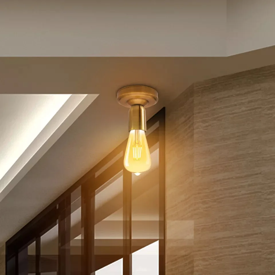 Vintage metal semi flush ceiling light with E27 socket and industrial design, perfect for indoor vintage ceiling light decor