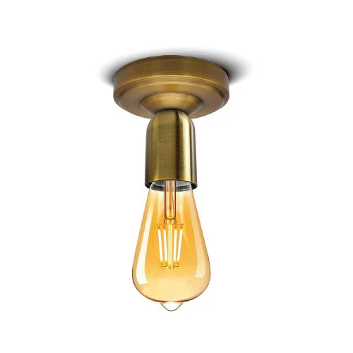 Vintage metal semi flush dimmable ceiling light with E27 socket, industrial style, suitable for indoor rooms with low ceilings