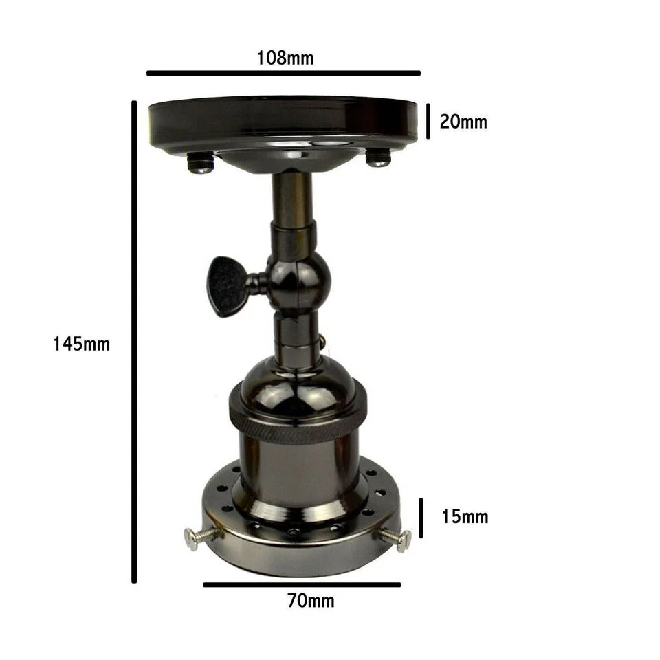 Vintage industrial hardwired wall light with aged steel finish and E27 bulb holder mounted on black metal sconce base