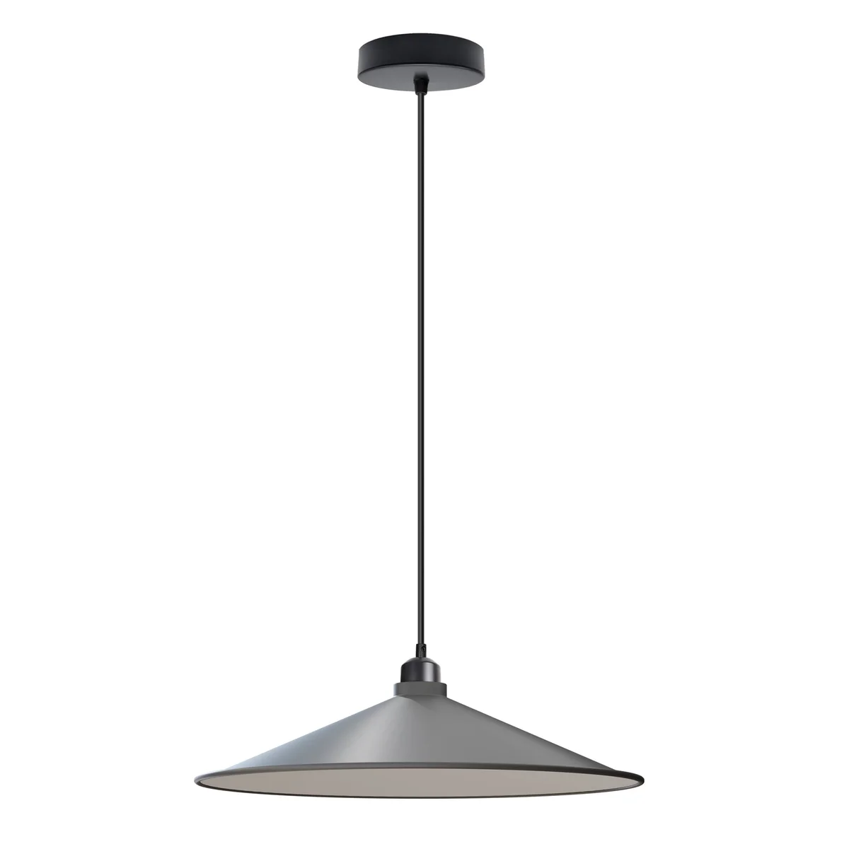 Retro pendant ceiling light with flat cone metal shade hanging from adjustable 95cm cable, ideal for indoor use