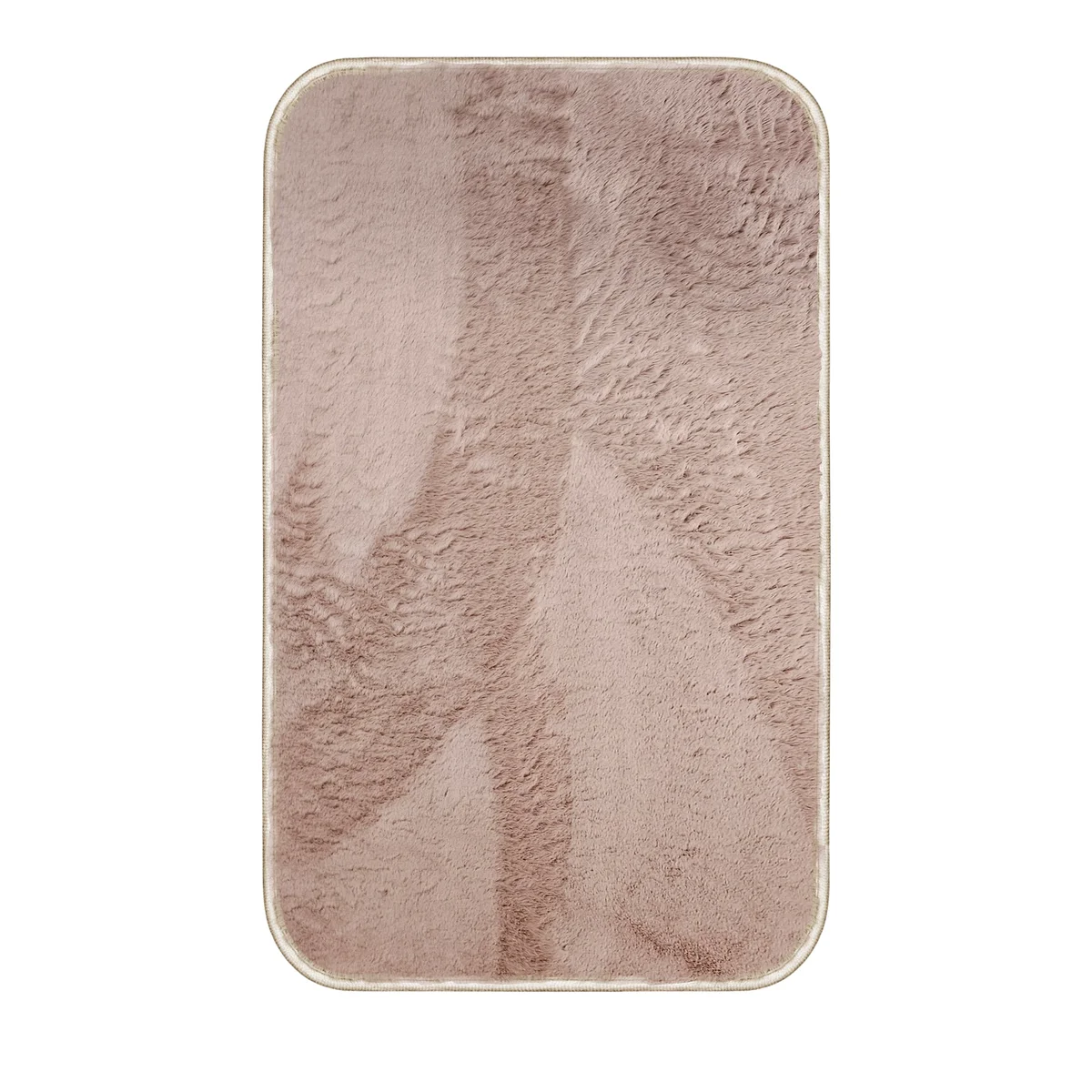 Rectangular fluffy soft grey washable doormat with microfibre texture and anti-slip backing on wooden floor