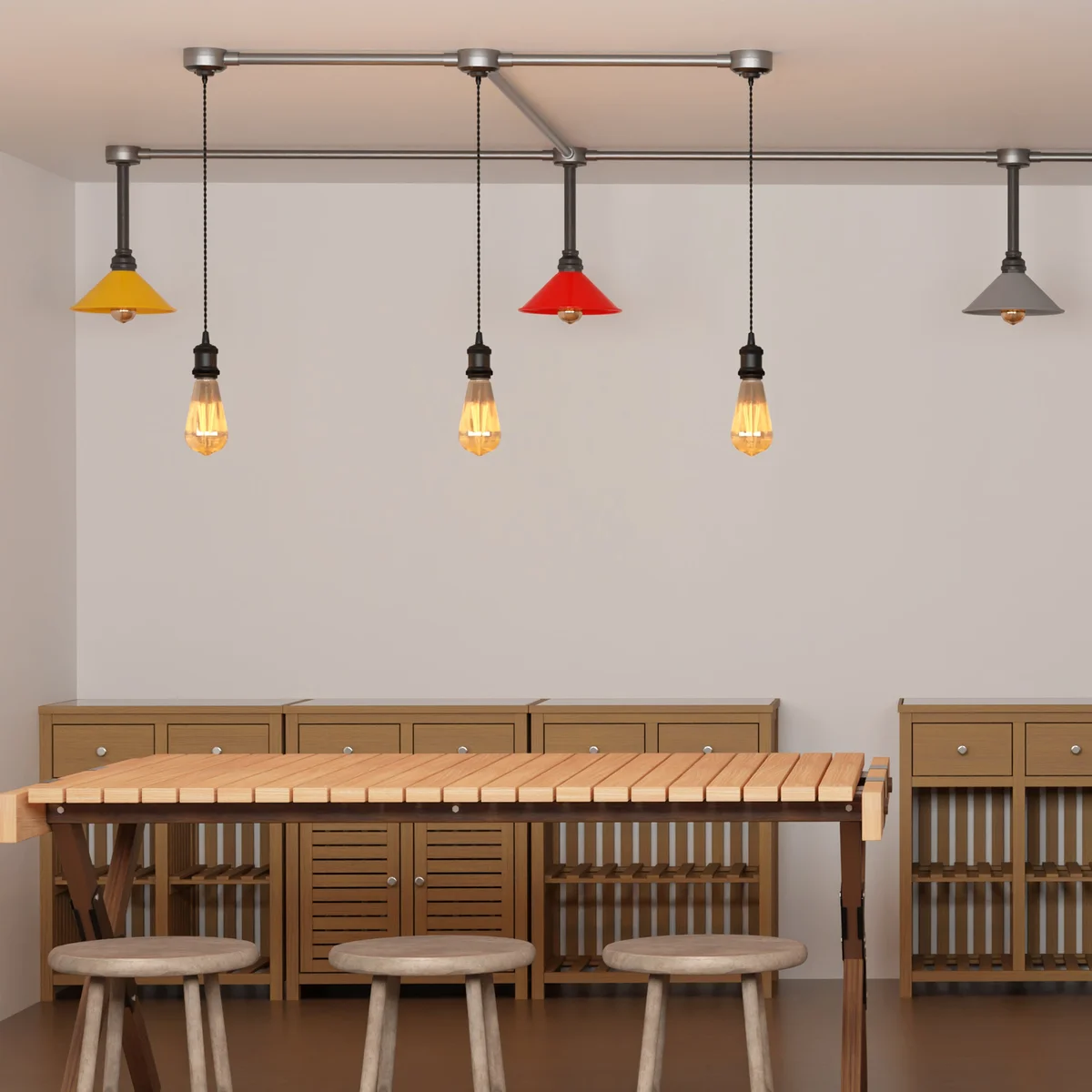 Black industrial ceiling light with E27 holder, semi-flush mount, vintage retro style, metal rust-resistant finish