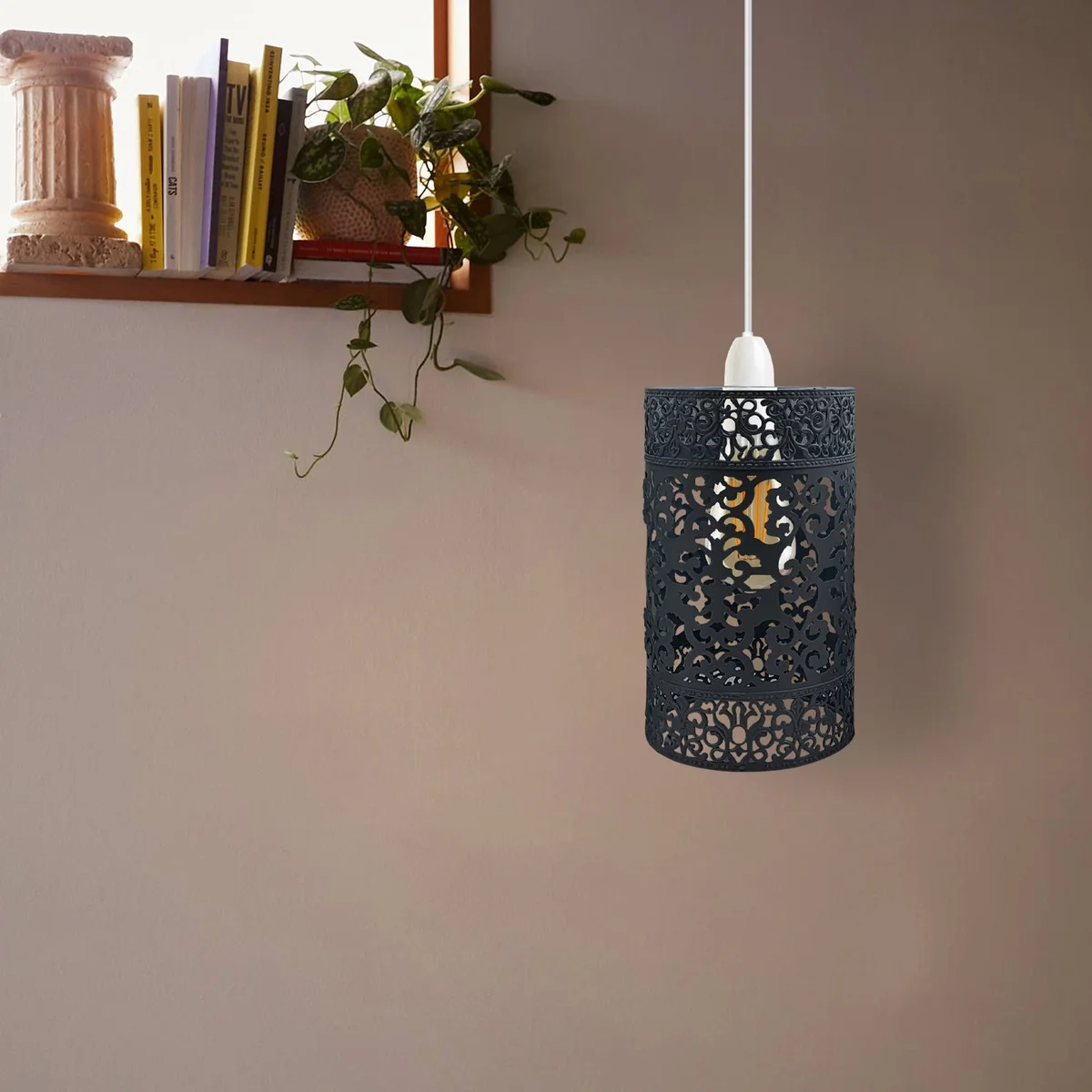 Round retro metal ceiling pendant shade in drum shape with easy fit design for quick installation