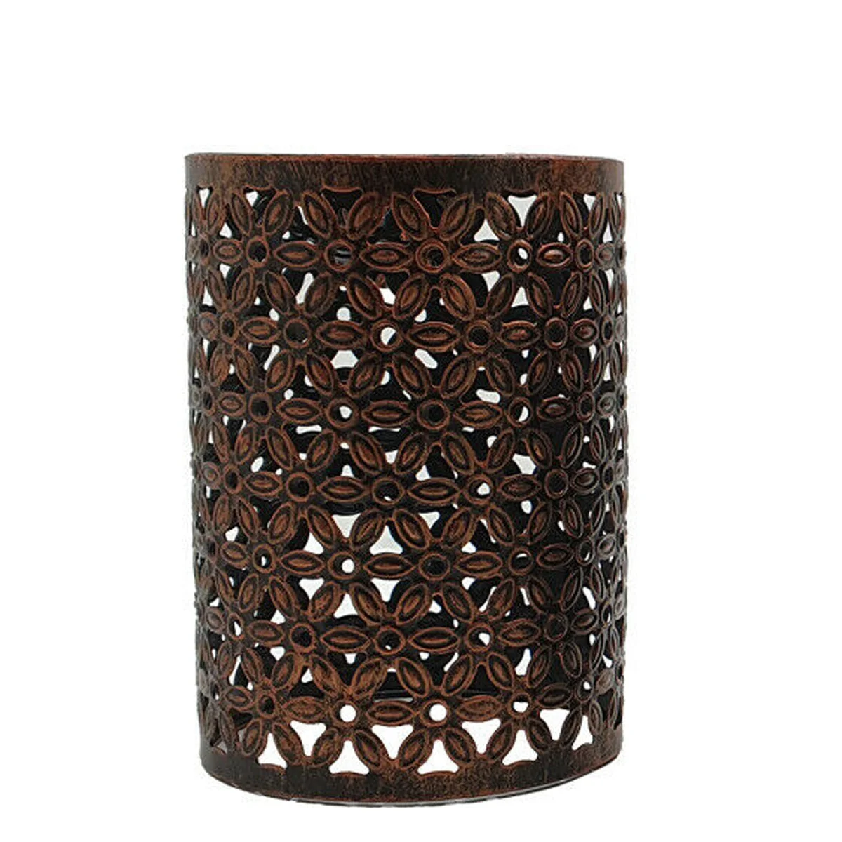 Retro style metal ceiling pendant shade in drum shape, easy fit design, shown installed on a ceiling fitting