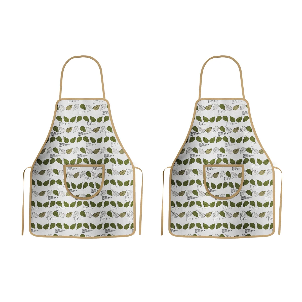 Heat resistant kitchen gloves and matching pot holder in breathable cotton, part of a 3-piece apron set with pocket and ties