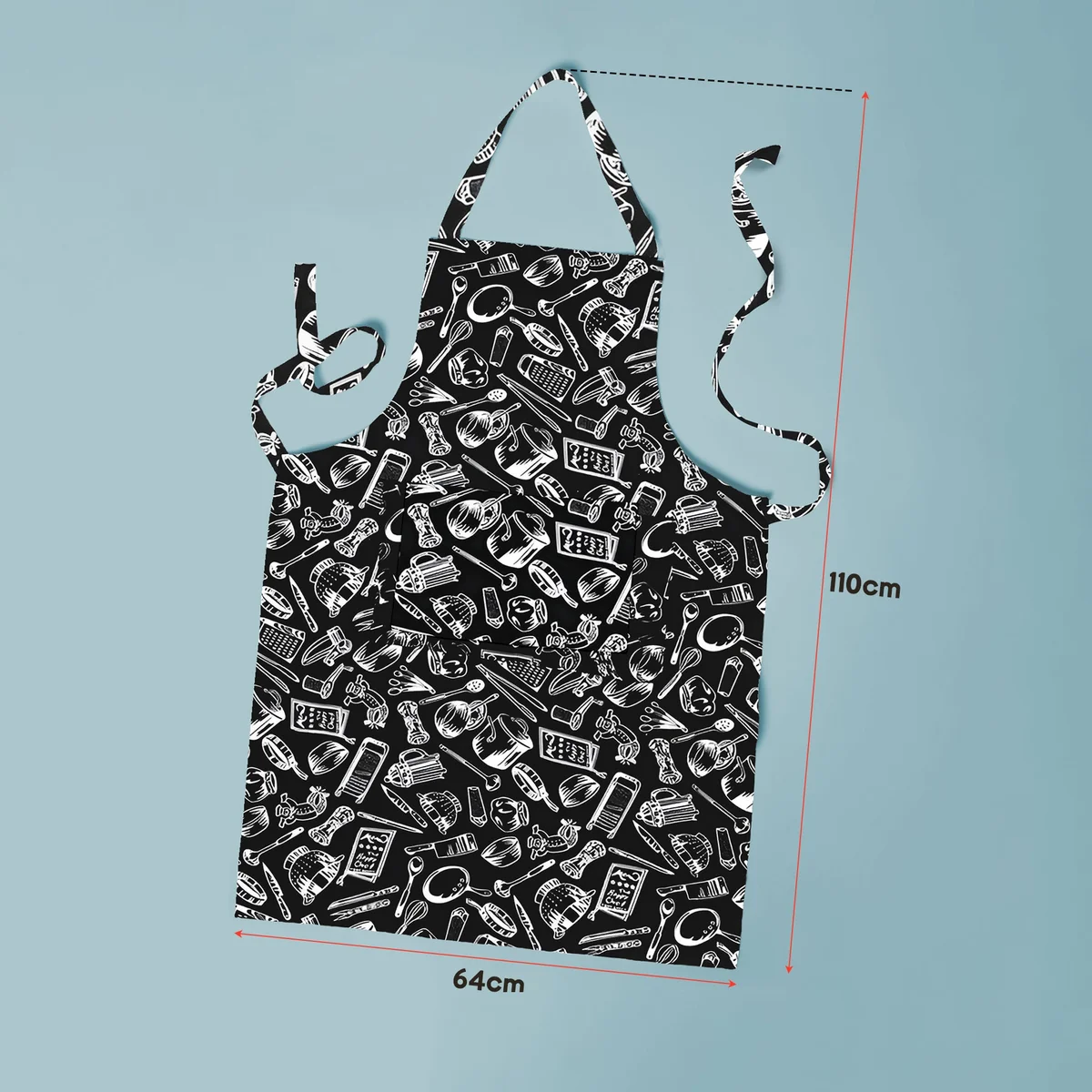 Durable cotton apron with adjustable neck strap and large front pocket, shown flat on a white background