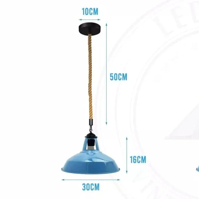 Retro style hanging light with hemp rope and metal fittings, designed for indoor ceiling use with E27 bulb base