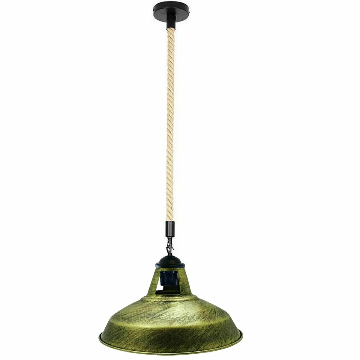 Hemp rope pendant light with natural woven hemp shade and metal fittings, hanging indoor ceiling lamp with E27 base