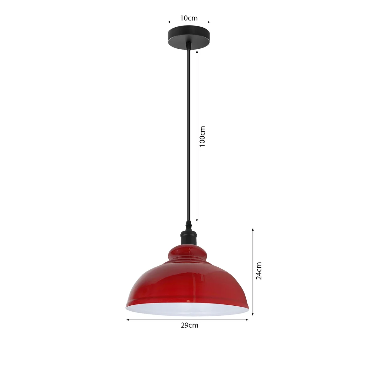 Modern dome-shaped white E27 bulb pendant light with adjustable metal and PVC fixture hanging from ceiling cable