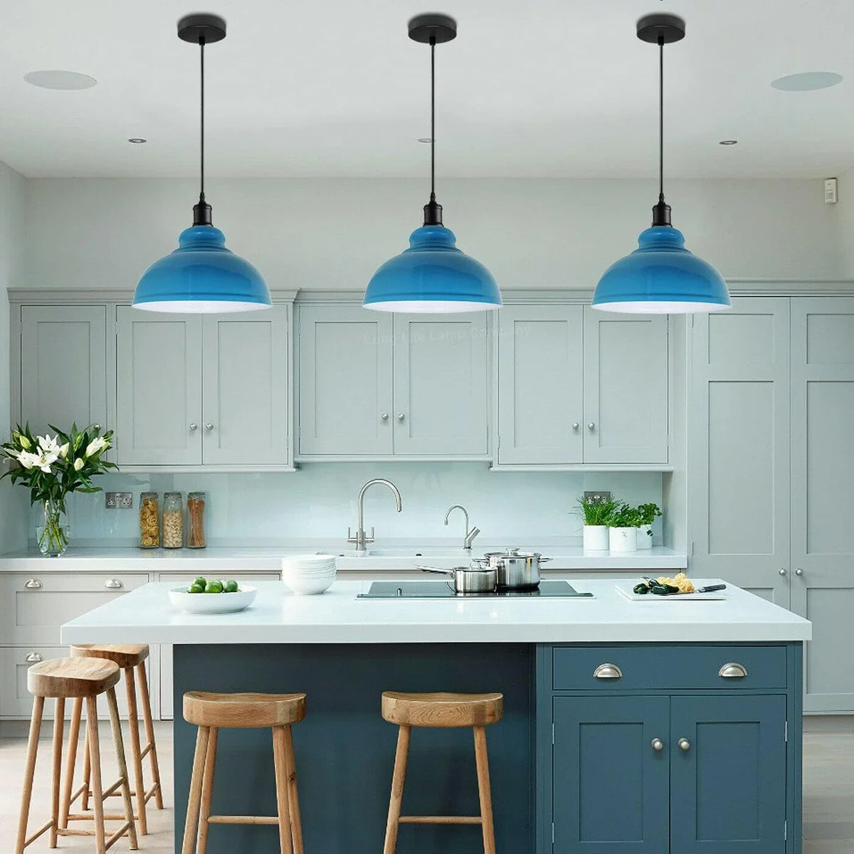 Modern dome-shaped pendant light E27 with white interior and adjustable metal and PVC shade hanging from 95cm cord