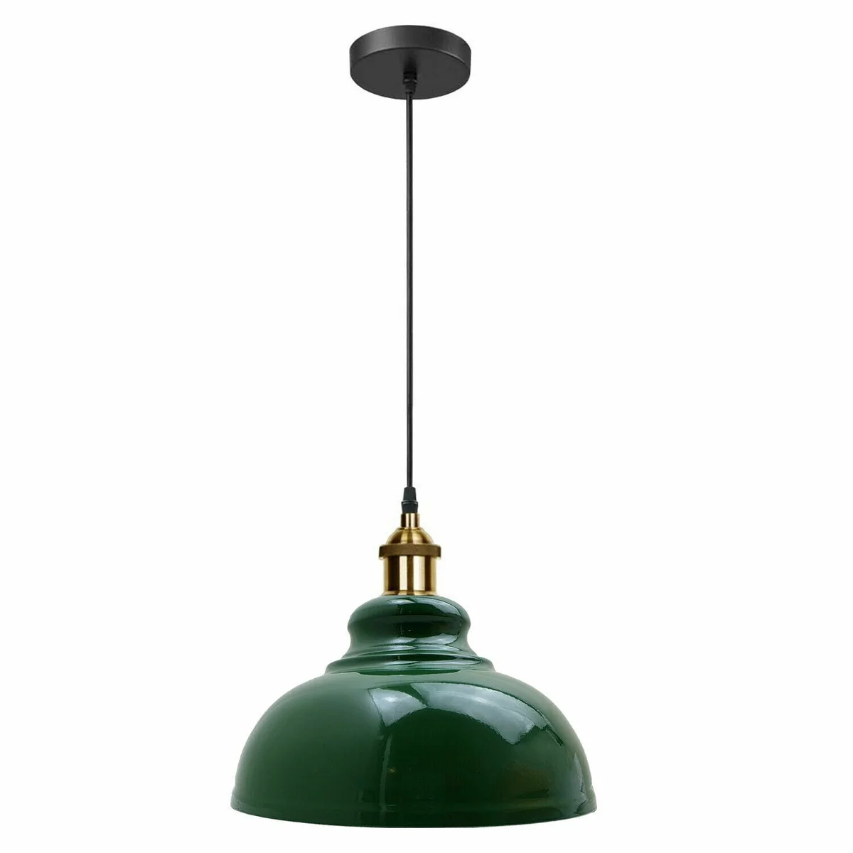 Navy blue metal E27 pendant light with adjustable 95 cm cord, vintage industrial style for loft or restaurant decor