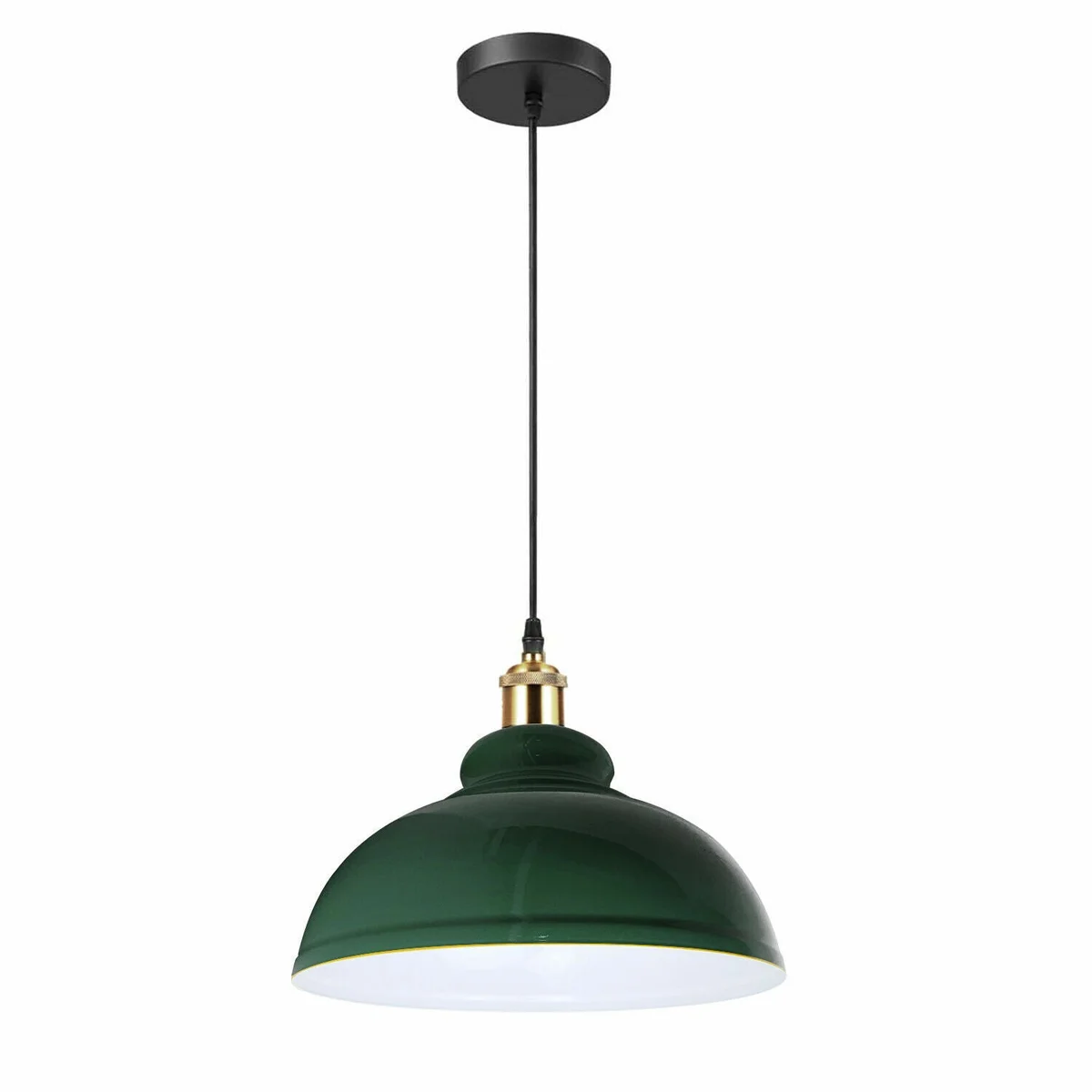 Navy blue pendant lamp with metal and PVC retro industrial design, adjustable 95 cm suspension cord, E27 base socket