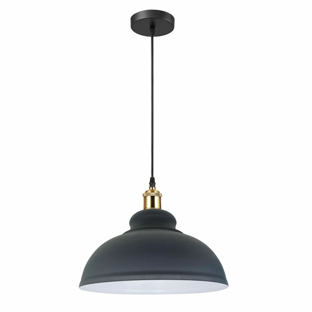 Vintage industrial pendant light in navy blue metal with adjustable 95 cm cord, suitable for loft or restaurant decor