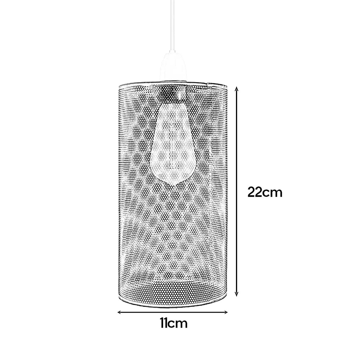 White drum lampshade metal cage pendant light with retro industrial design, suitable for E27 bulb, no cord or bulb included