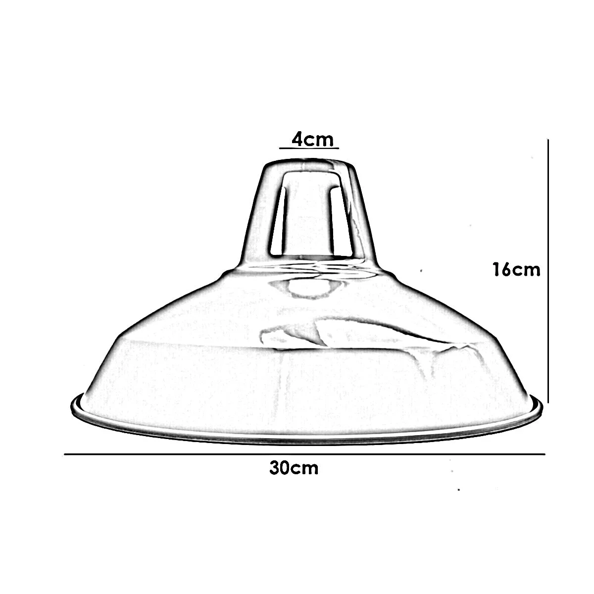 Vintage barn lampshade metal ceiling light with curved design, 30cm diameter, suitable for living room lighting