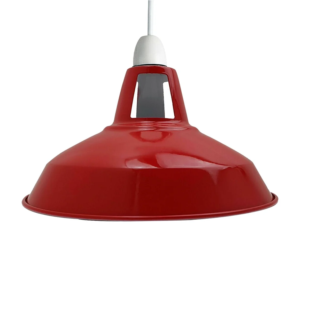 Metal barn-shaped retro indoor lampshade in vintage style with curved design for soft, warm lighting in living room settings