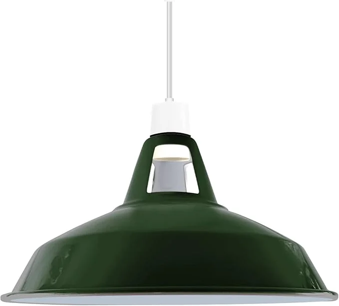 Metal barn-shaped contemporary ceiling shade in vintage style with curved design for warm, diffused living room lighting