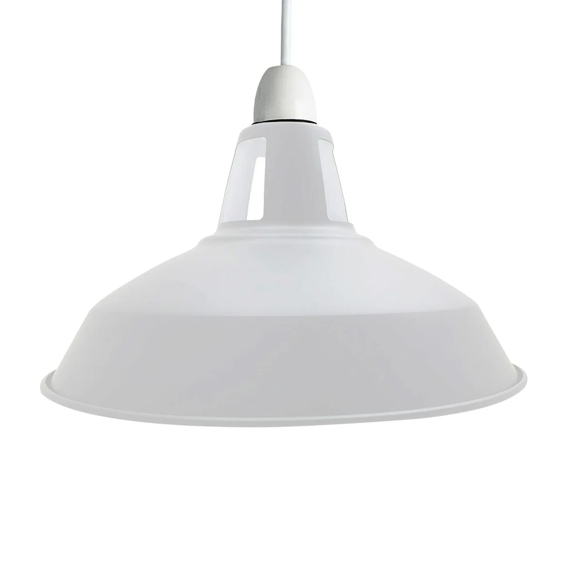Modern ceiling lampshade in vintage barn shape made of metal with curved design for living room lighting ambiance