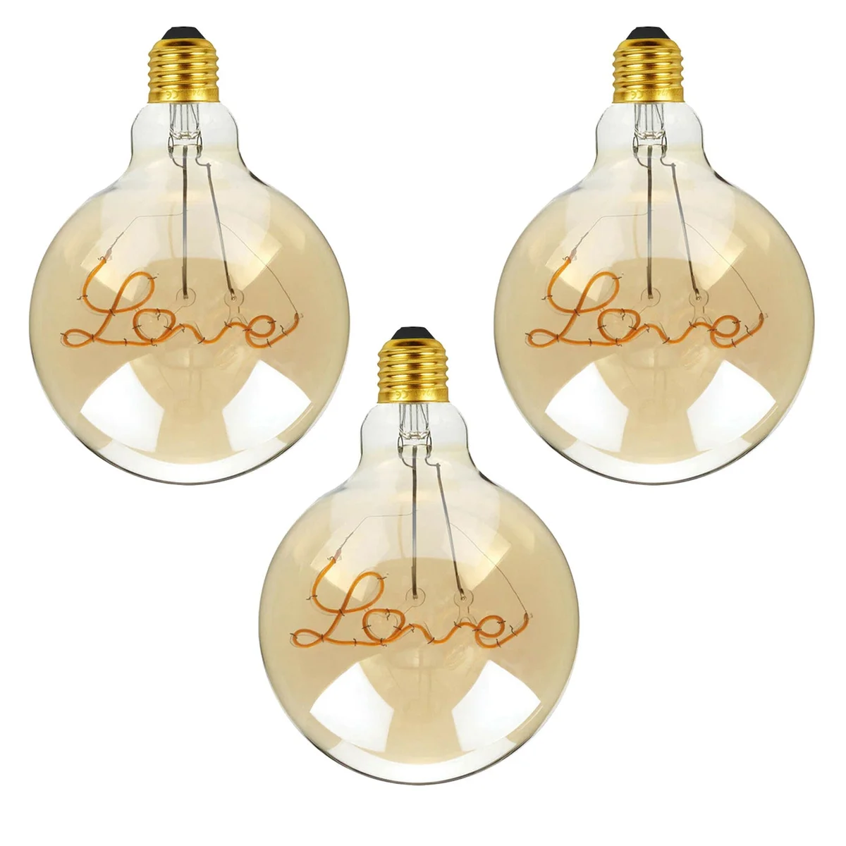 Vintage Edison LED bulb with curved filament, clear glass, E27 screw base, warm white light for cozy indoor use