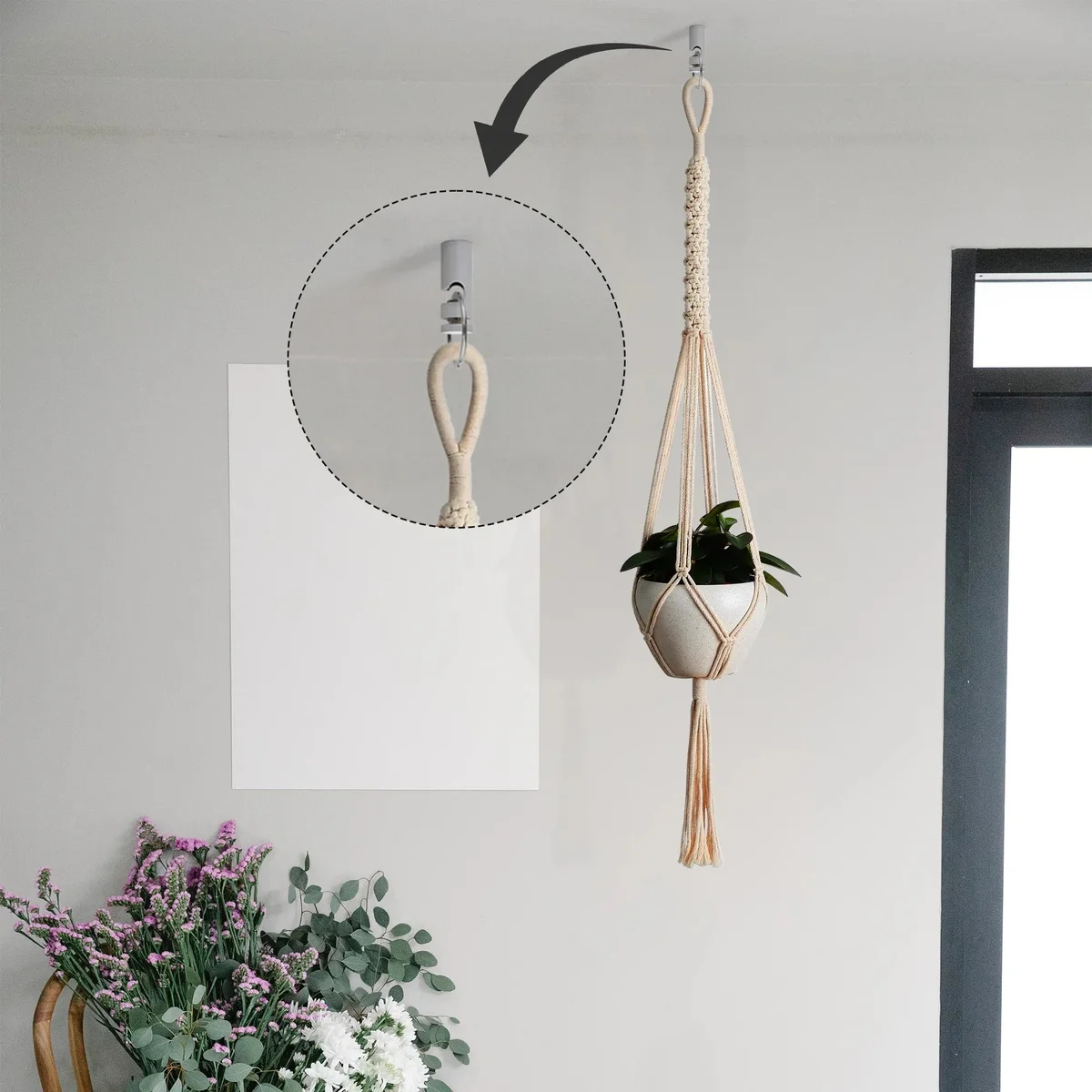 Modern metal wall cable hooks with mounting screw and plastic anchor, suitable for cables up to 10mm diameter