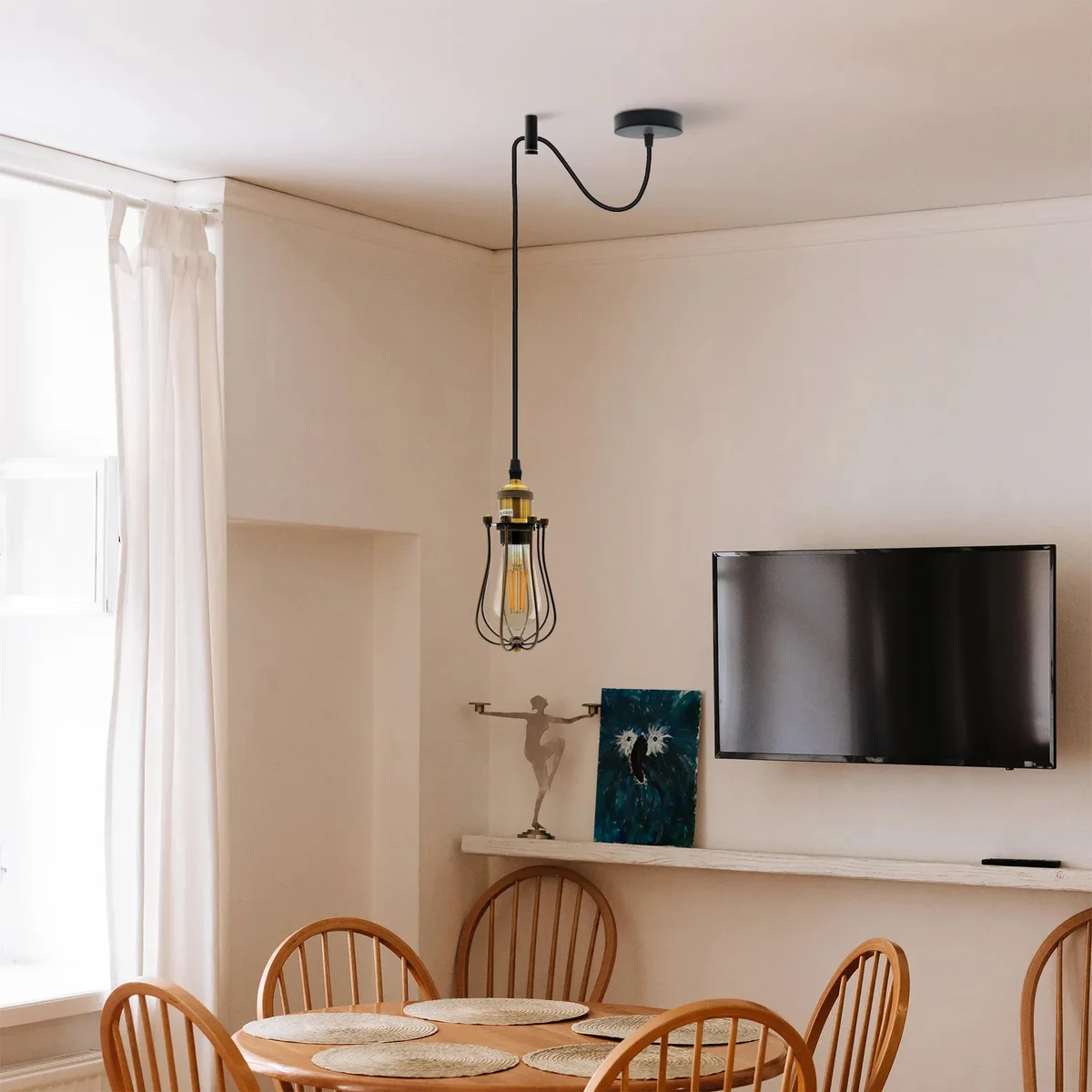 Modern metal ceiling cable hooks with round shape, mounting screw, and plastic wall anchor for easy installation
