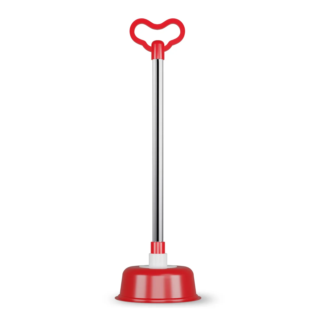 Heavy duty toilet plunger with vacuum rubber cup and plastic handle, designed for unblocking toilets and drains, 51 cm long