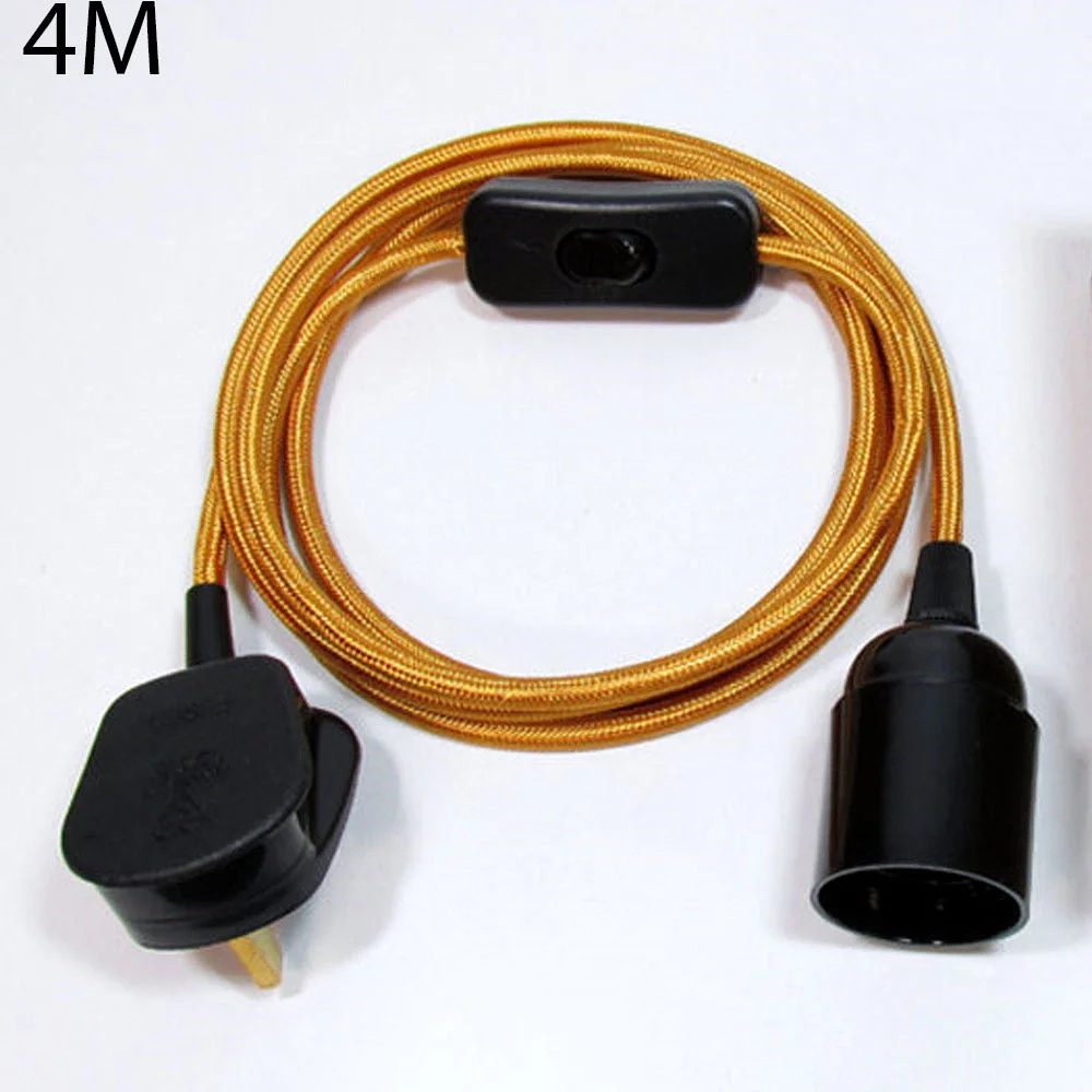 Green fabric flex cable pendant lamp set with 4m fabric cord, UK plug, and E27 bulb holder on white background