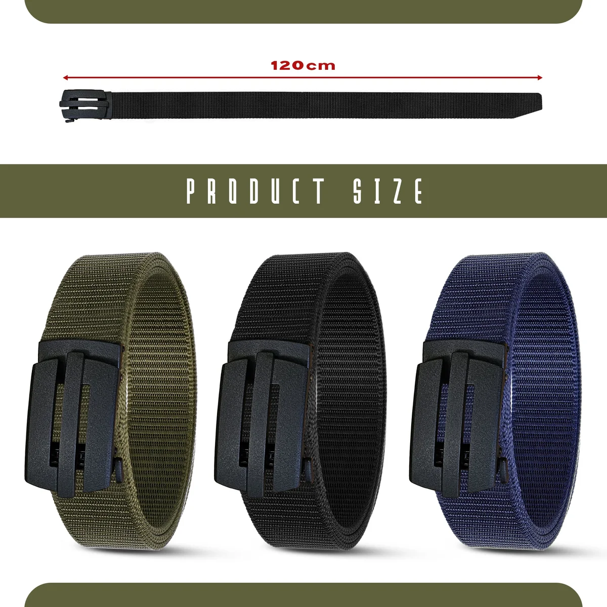 Black adjustable nylon belts with plastic buckle, designed for comfort and durability, suitable for men and unisex use