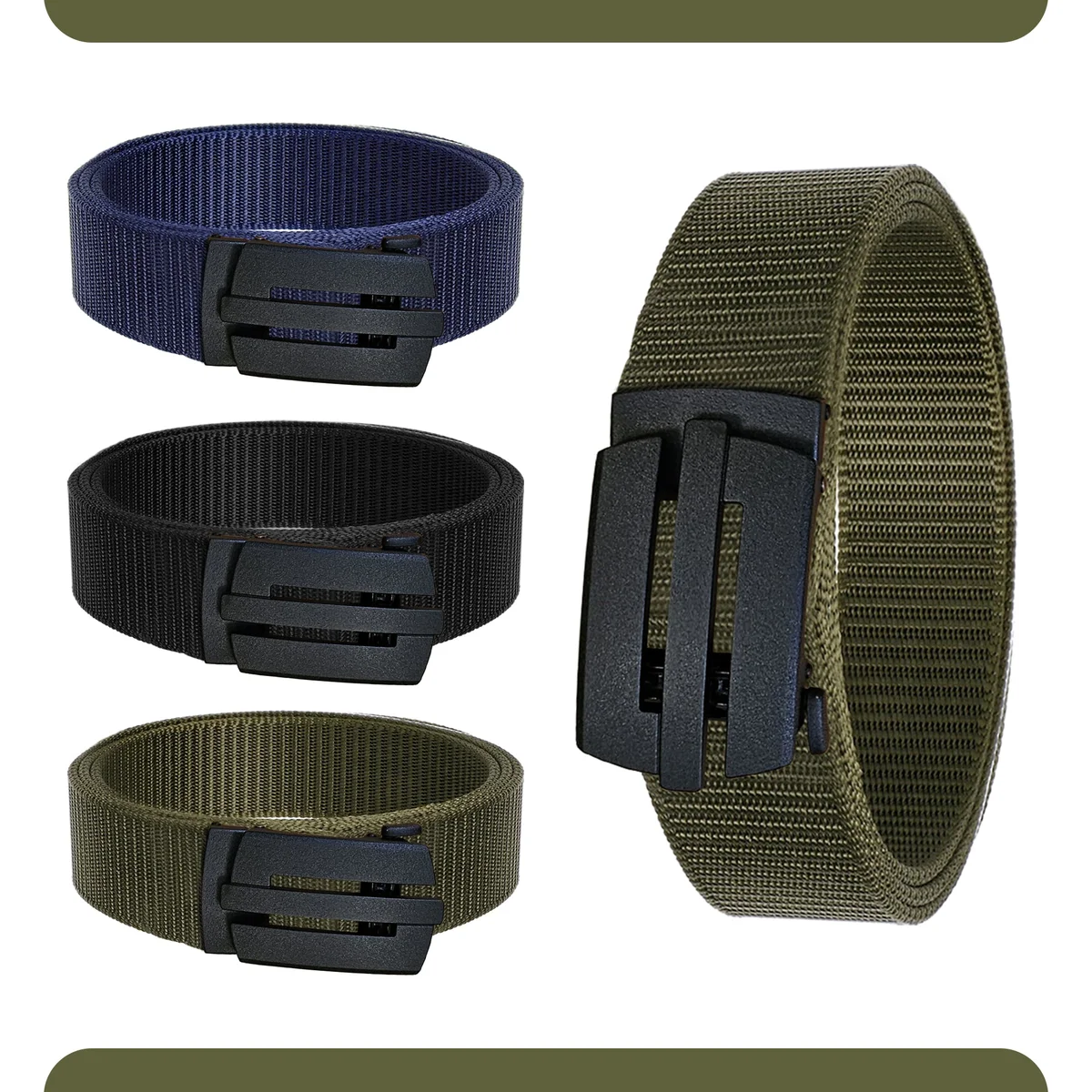 Black tactical military belt made of webbing nylon with adjustable plastic buckle belts for men and unisex use
