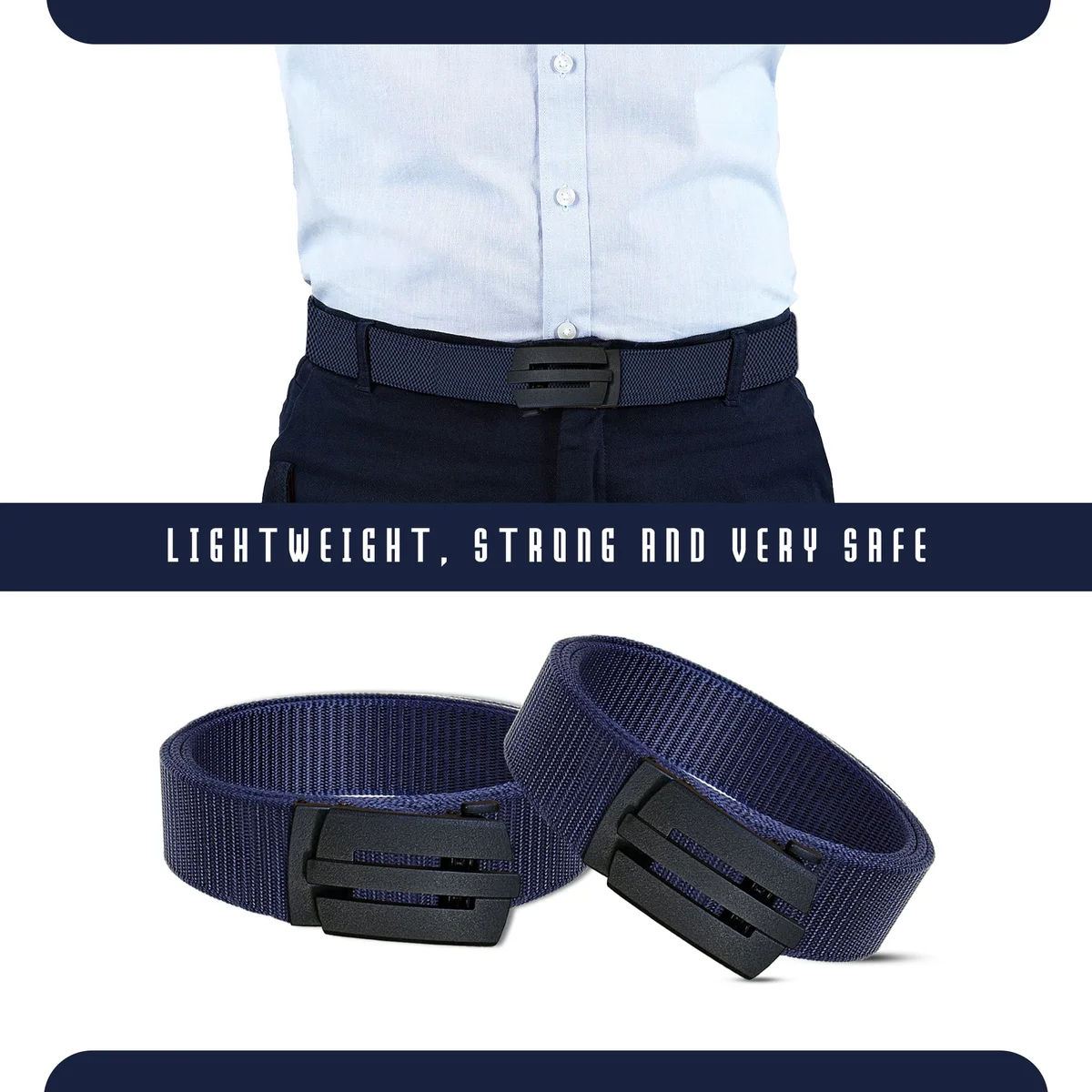 Durable tactical belts in black nylon with adjustable plastic buckle for comfortable unisex wear and quick release function