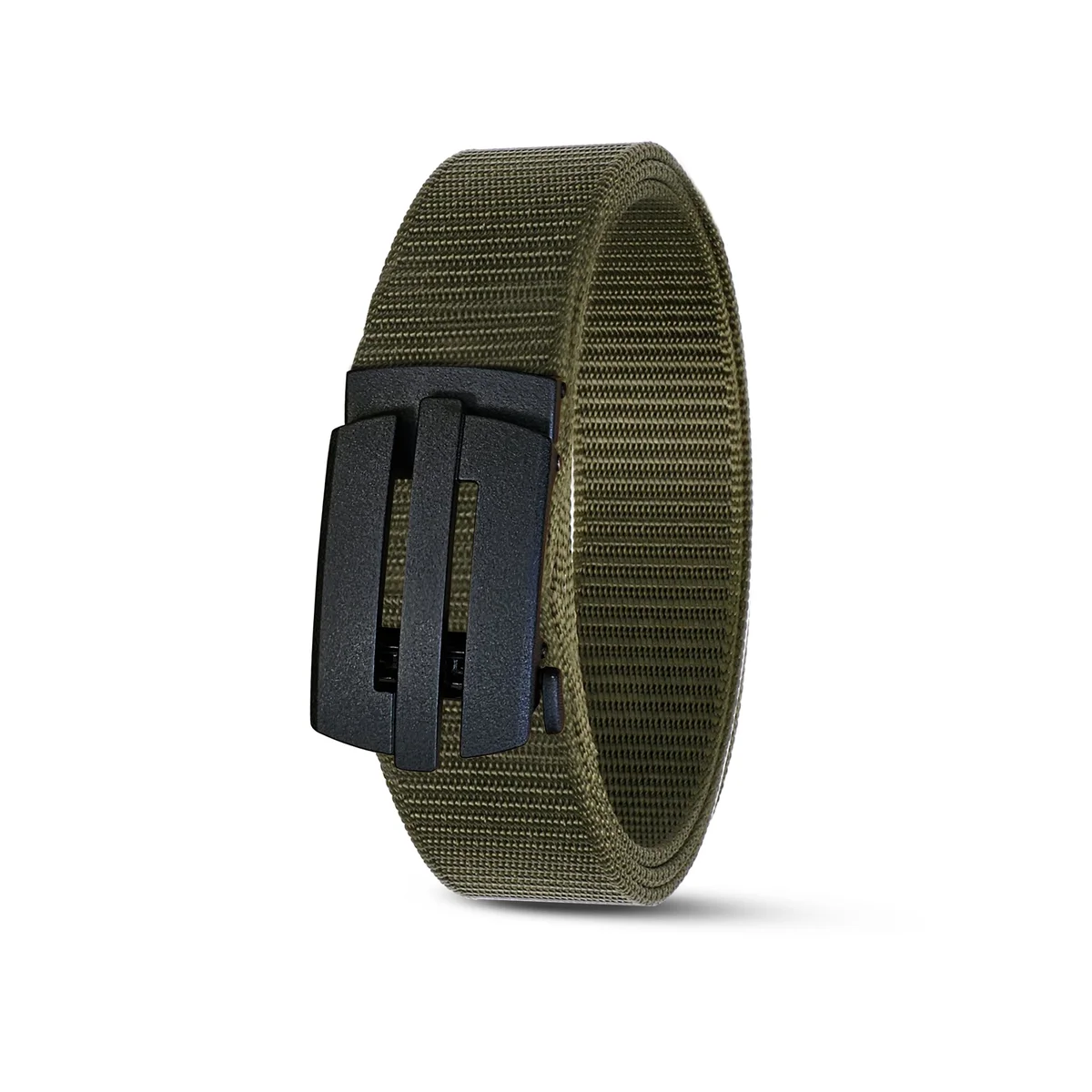 Adjustable unisex tactical military belt in black nylon webbing with quick-release plastic buckle for comfort and durability