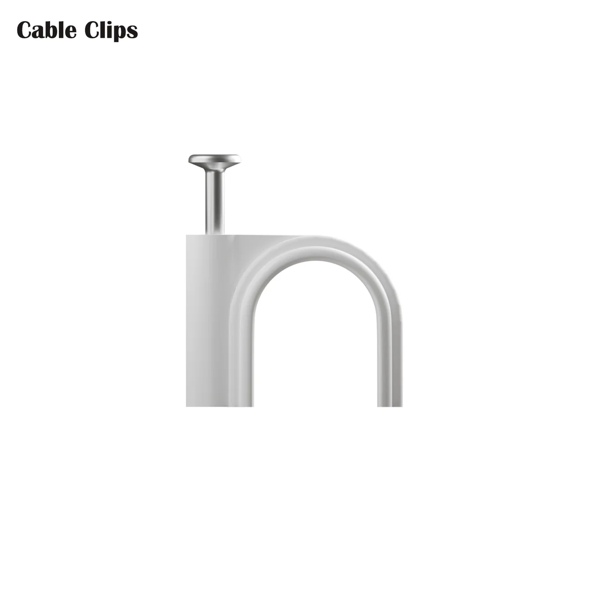 Pack of 100 indoor outdoor cable clips with steel nails and PE material for securing and organizing wires on walls