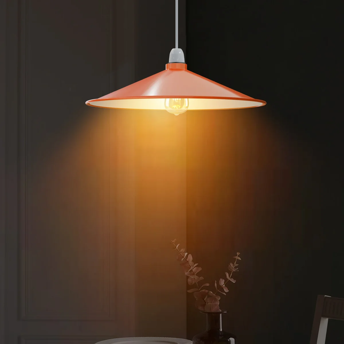 Vintage metal lamp shade in disc shape with easy fit reducer plate, showcasing industrial style and durable metal finish