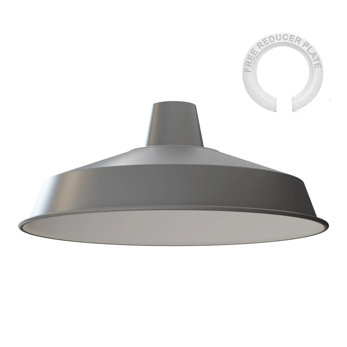 Retro-style metal ceiling pendant light with Pluto-shaped lampshade, shown in vintage indoor setting, directs light downwards