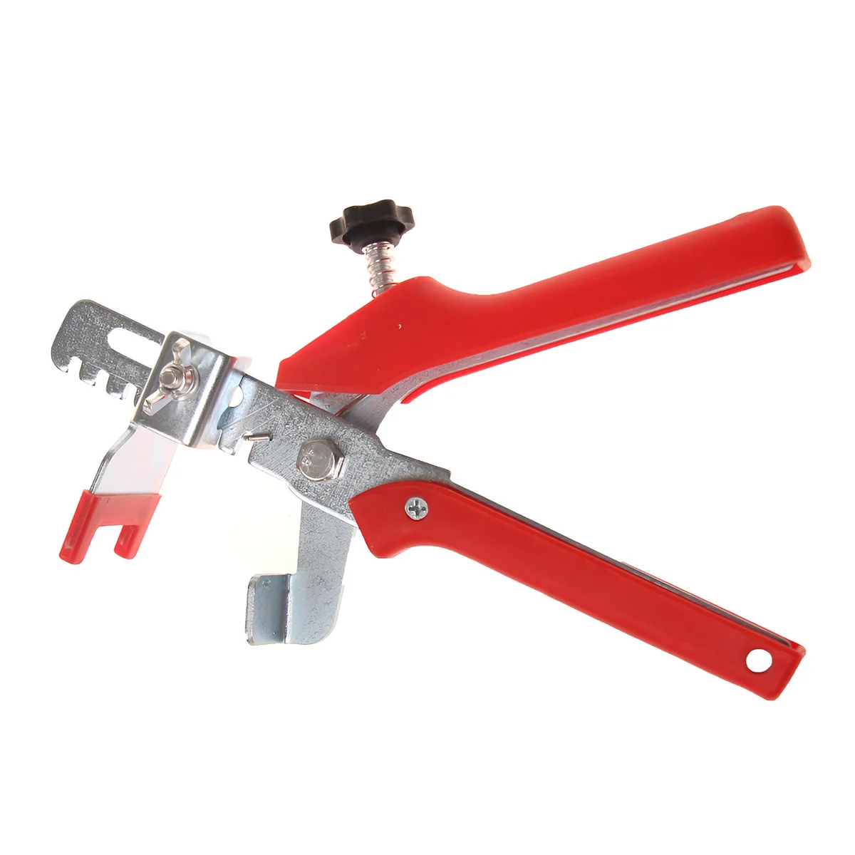 Tile leveling system pliers and spacers set with ergonomic handle in vibrant orange and black for tile installation