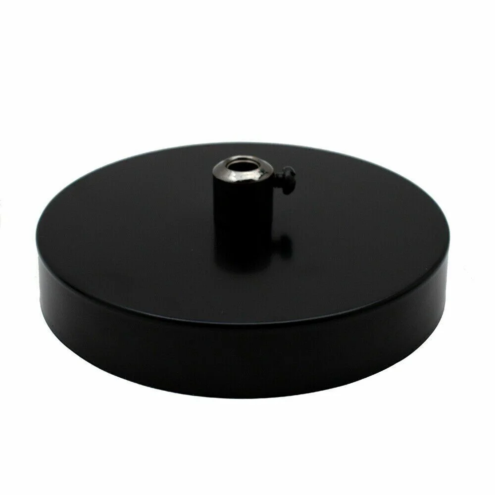Black ceiling rose pendant lamp holder with E27 ceramic bulb holder and twisted fabric cable on white background