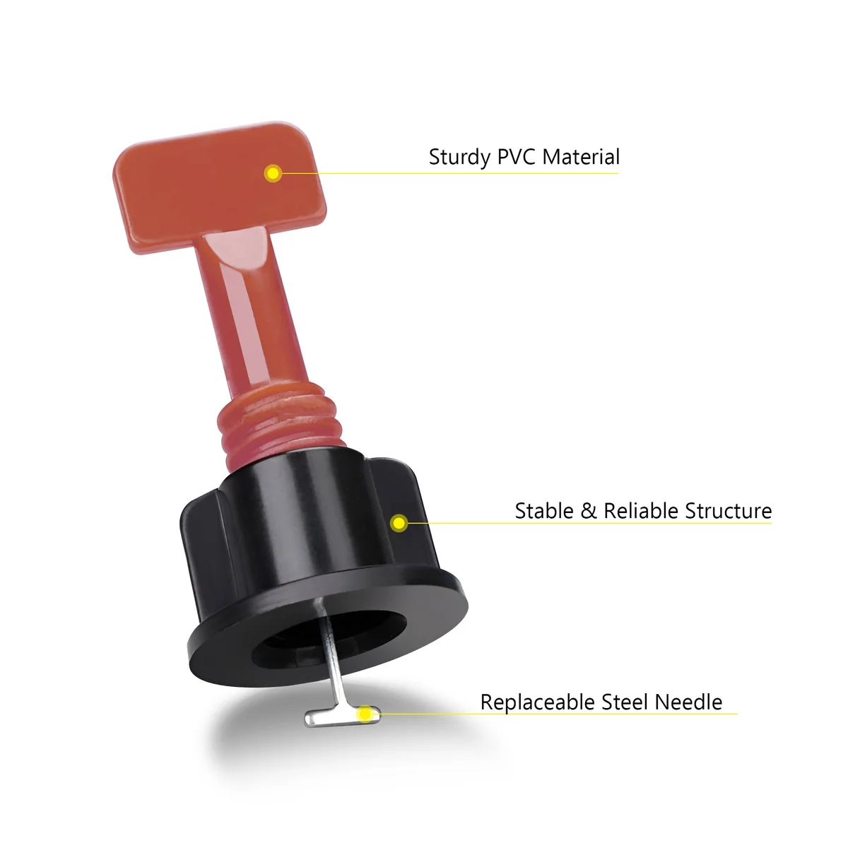 Black and red reusable T-shape tile leveler clips and wrenches, floor tile tools for even tile alignment and spacing