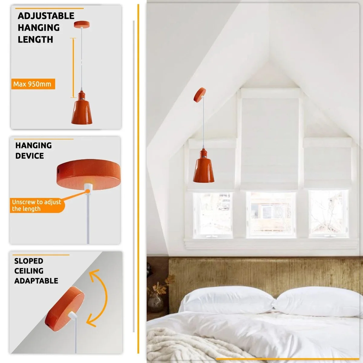 Vintage style single small lamp shade pendant with adjustable cable, suitable for E27 bulb ceiling light installation