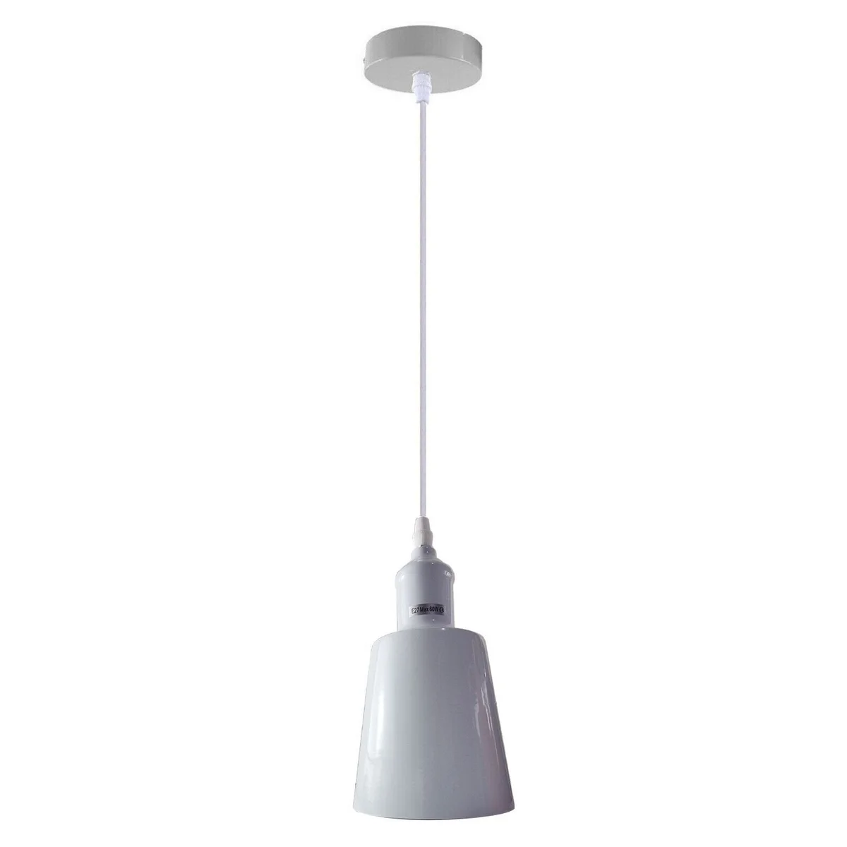 Vintage pendant ceiling light in green metal and PVC with sloped ceiling adaptable hanging design and 95cm cable