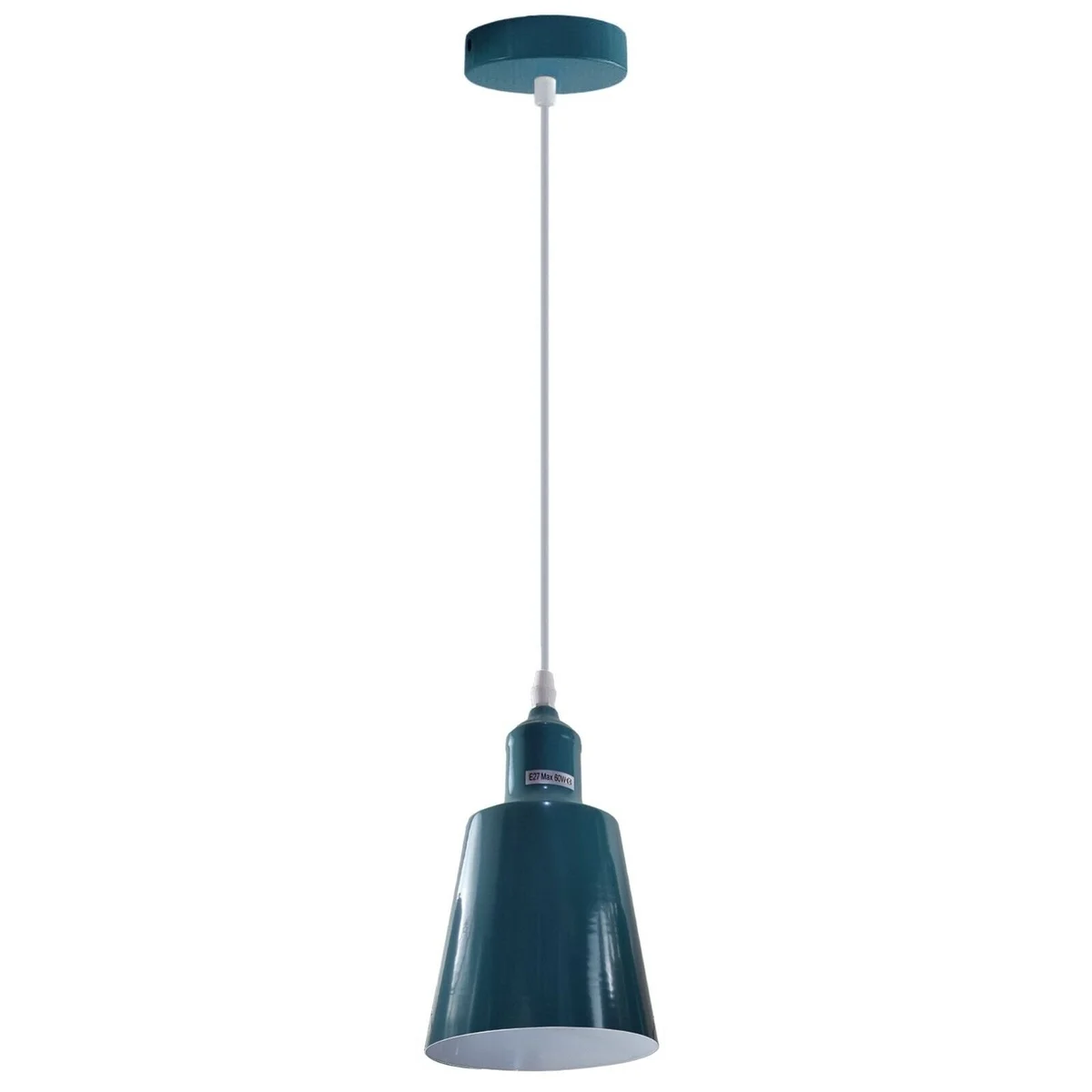 Vintage pendant ceiling light with pink metal and PVC shade, adjustable cable, and E27 bulb fitting shown hanging indoors