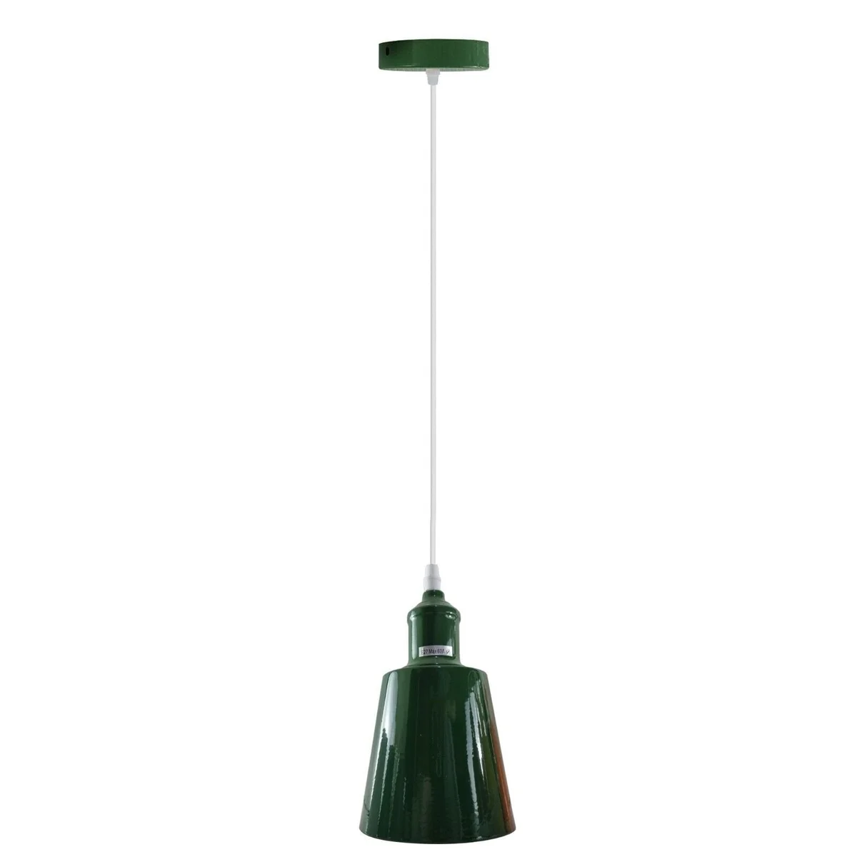 Vintage pendant ceiling light with pink metal shade and 95cm adjustable cable hanging indoors against white background