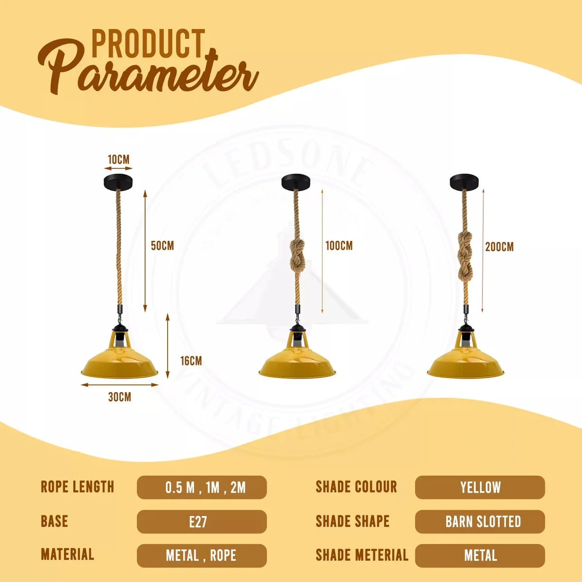 Retro hanging lamp with industrial metal frame and 2m hemp rope, designed for indoor ceiling pendant lighting