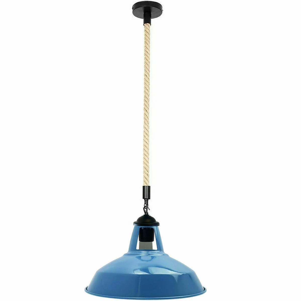 Industrial metal ceiling pendant light with 2m hemp rope and E27 bulb pendant for indoor use, retro style