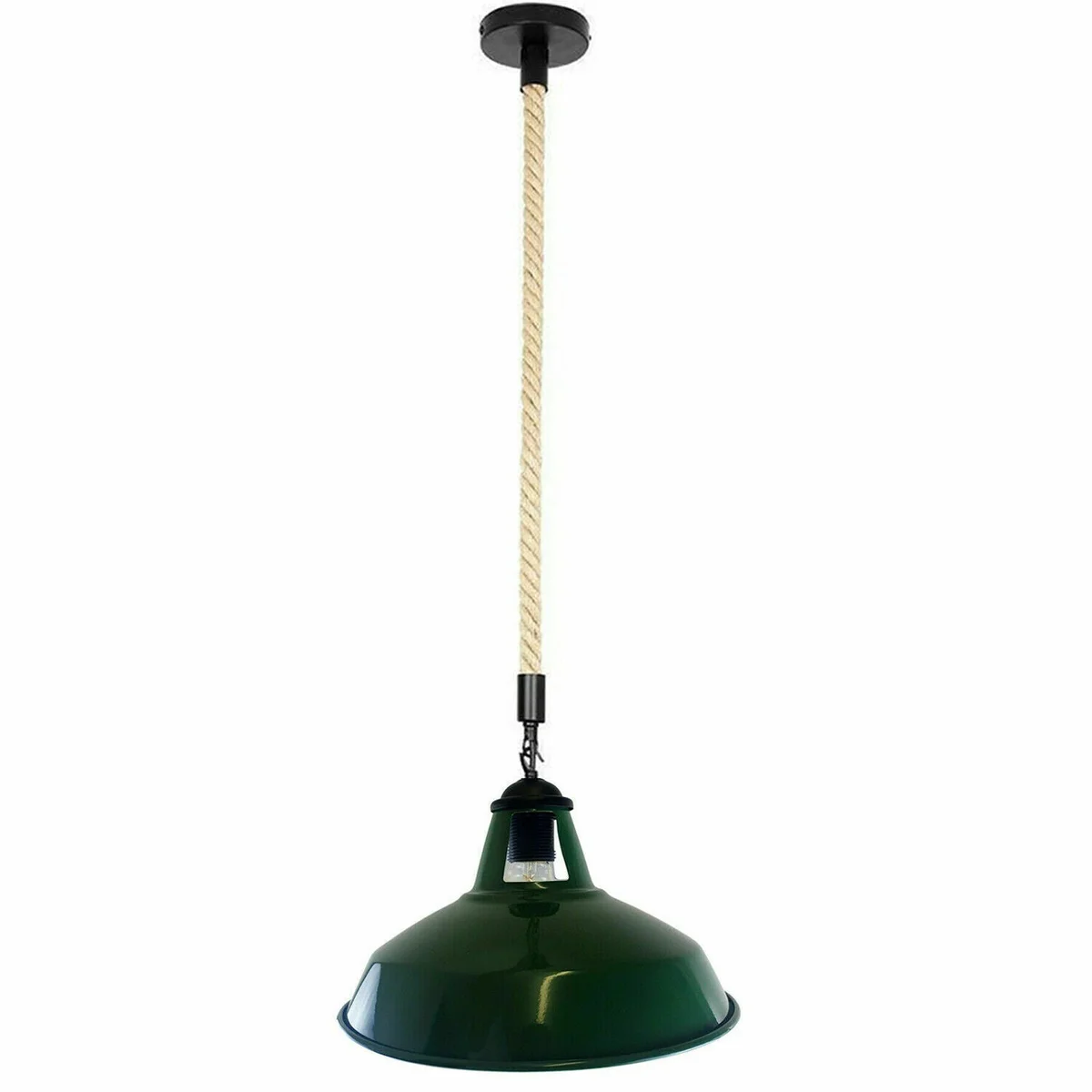 Industrial metal hemp rope pendant light with 2m hanging cord and retro style ceiling fixture indoors