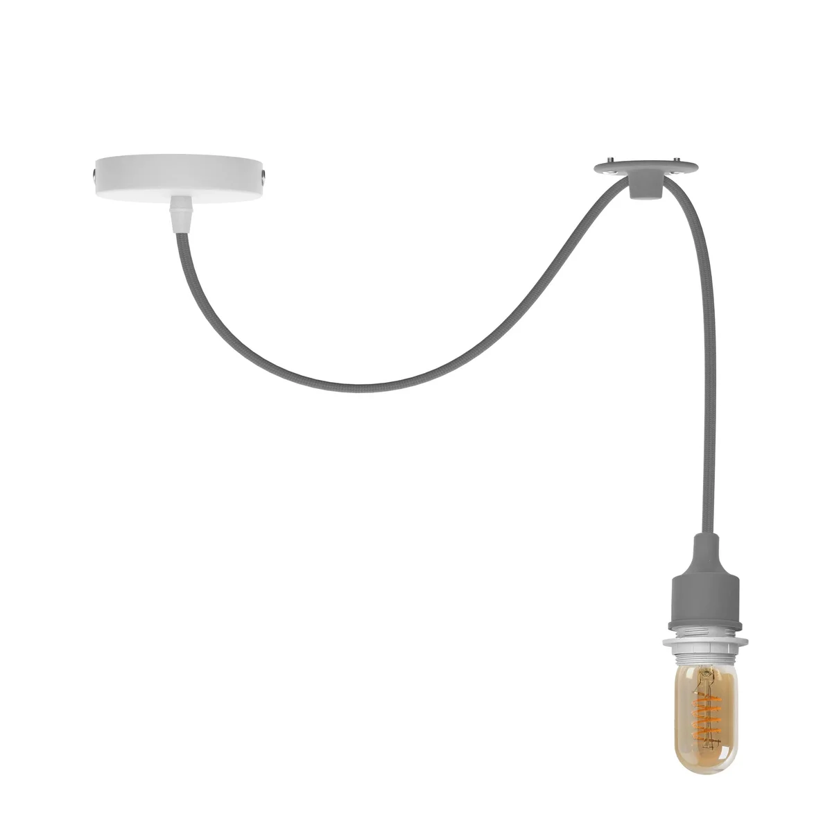 Single ceiling pendant with industrial metal design and adjustable 95cm cable hanging from ceiling fixture