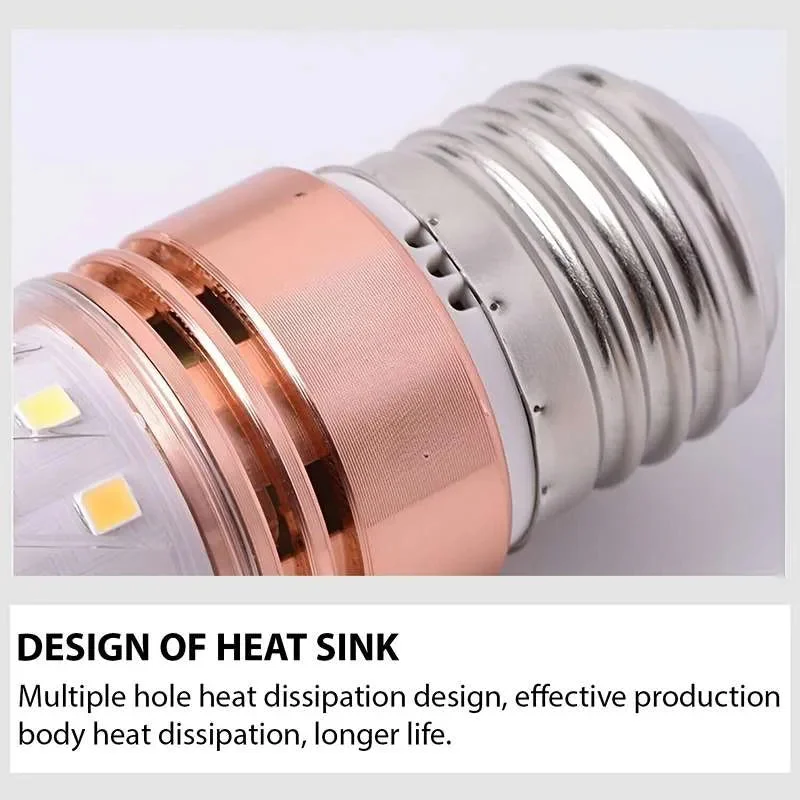 12W LED bulb, white corn-shaped lamp with transparent shell, E27 screw base, aluminum alloy body with heat‑dissipating holes.