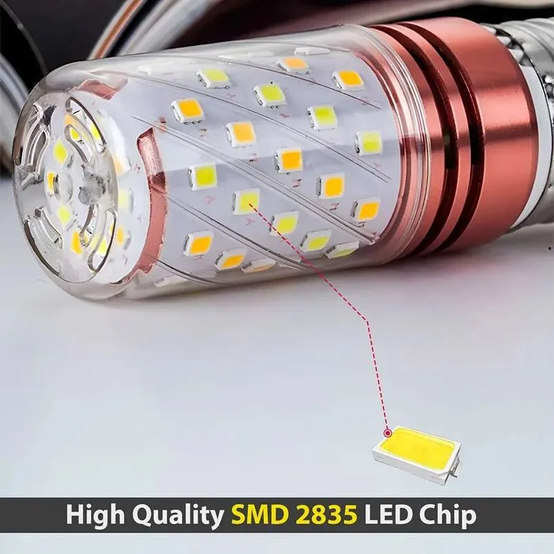 12W E27 LED bulb, white corn-shaped with aluminum alloy and PC shell, 8cm tall, 3cm wide.